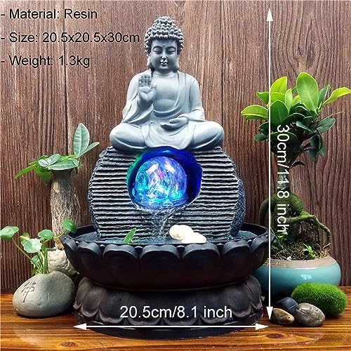 PAVLDSIN Indoor Buddha Tabletop Fountain - Grey Zen Meditation Water Feature