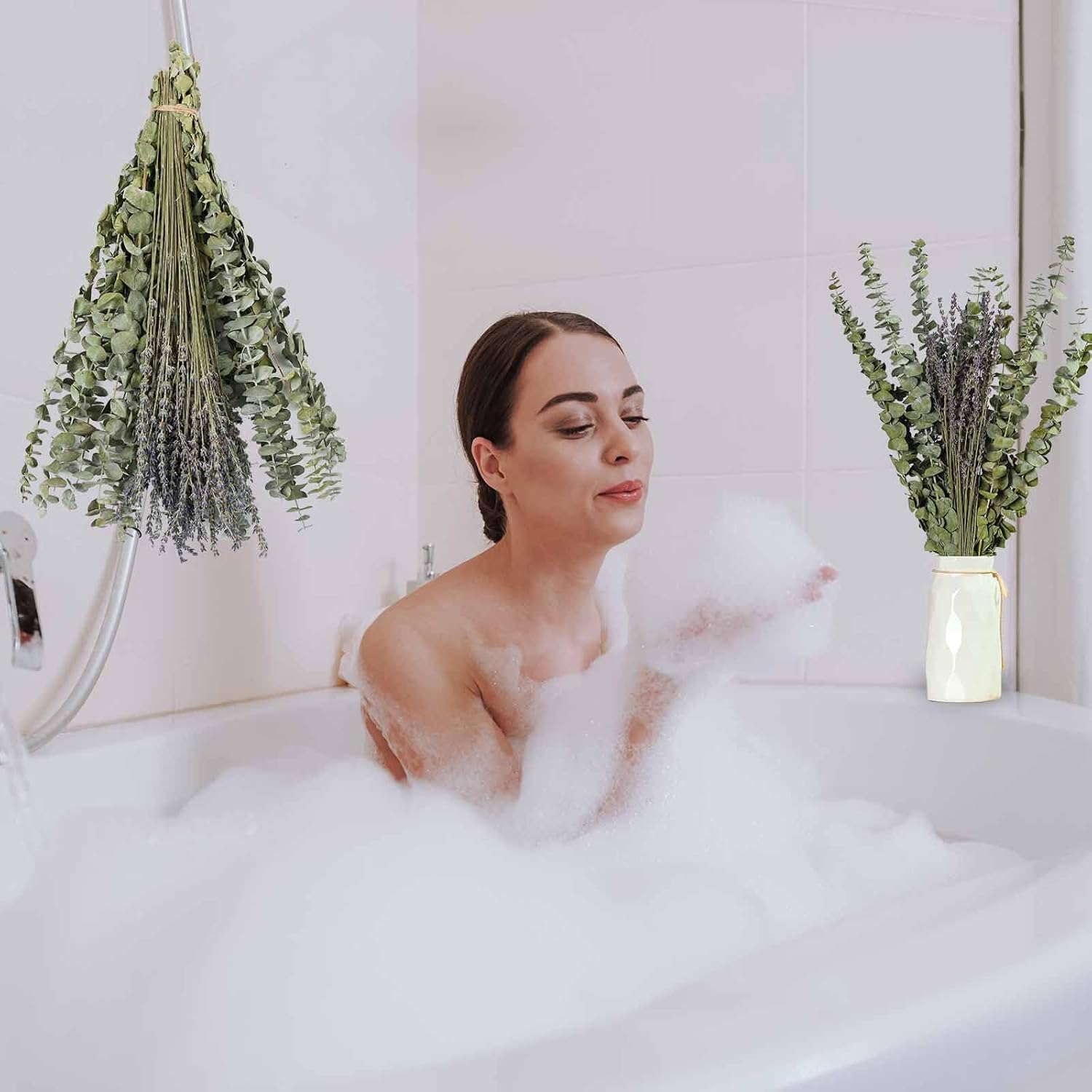 115 PCS Dried Eucalyptus Lavender Bundle for Spa Bathroom Decor