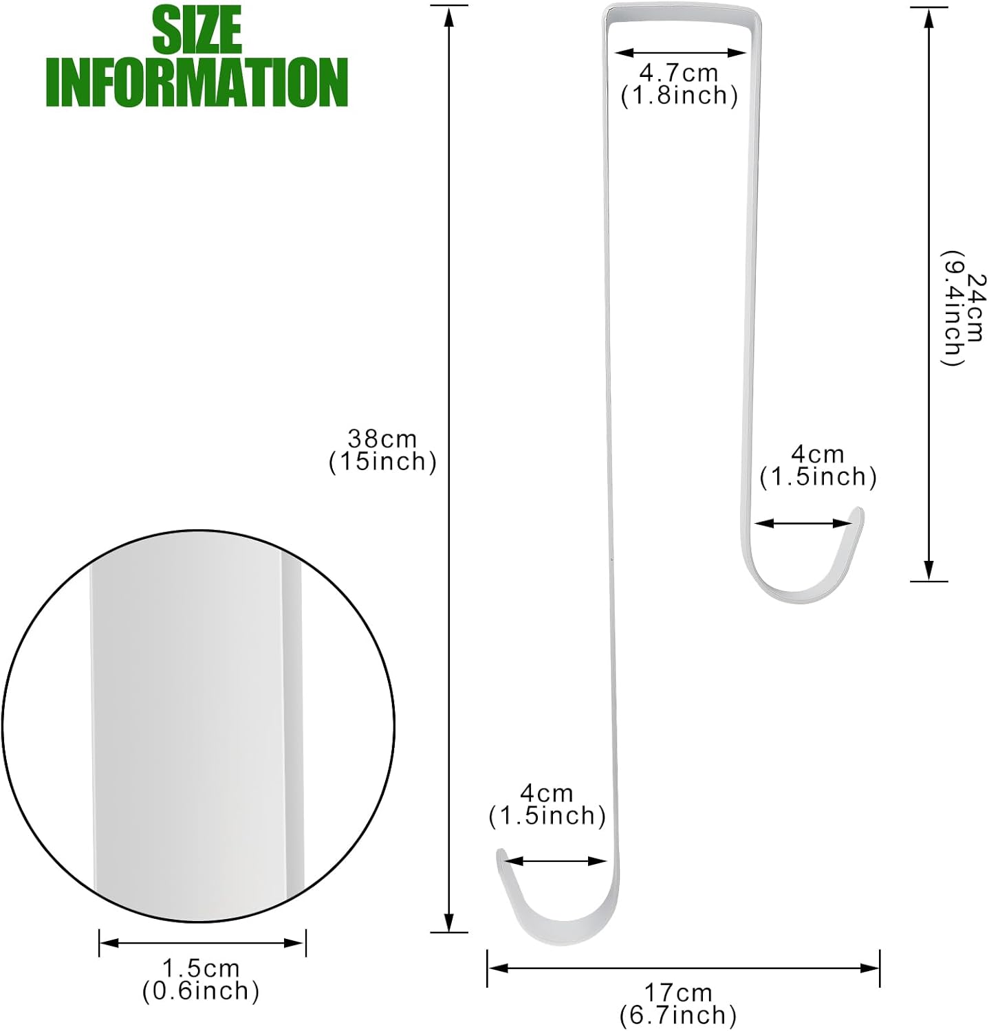 Double Side Wreath Hanger Over The Door - Large Metal Hook for Christmas