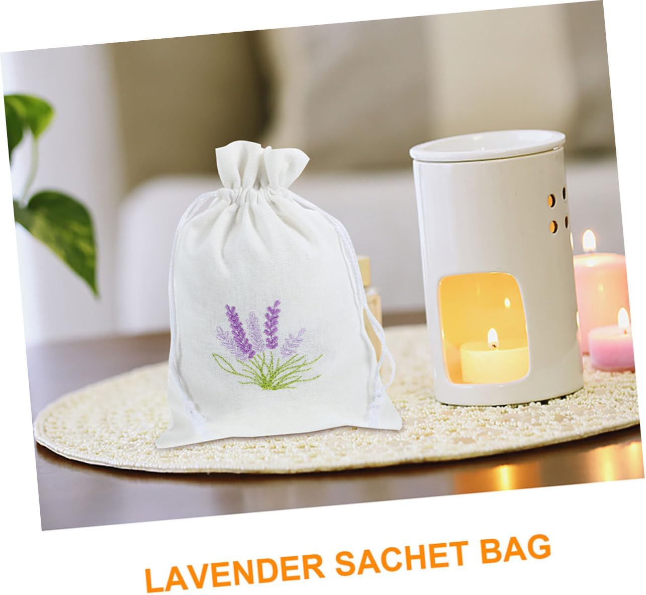 Happyyami Lavender Drawstring Cotton Sachet Bag for Fragrance Storage