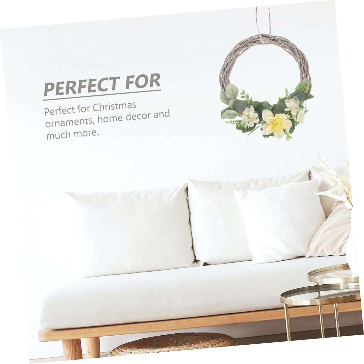 2pcs Woven Rattan Christmas Wreaths for Wall and Door Decor