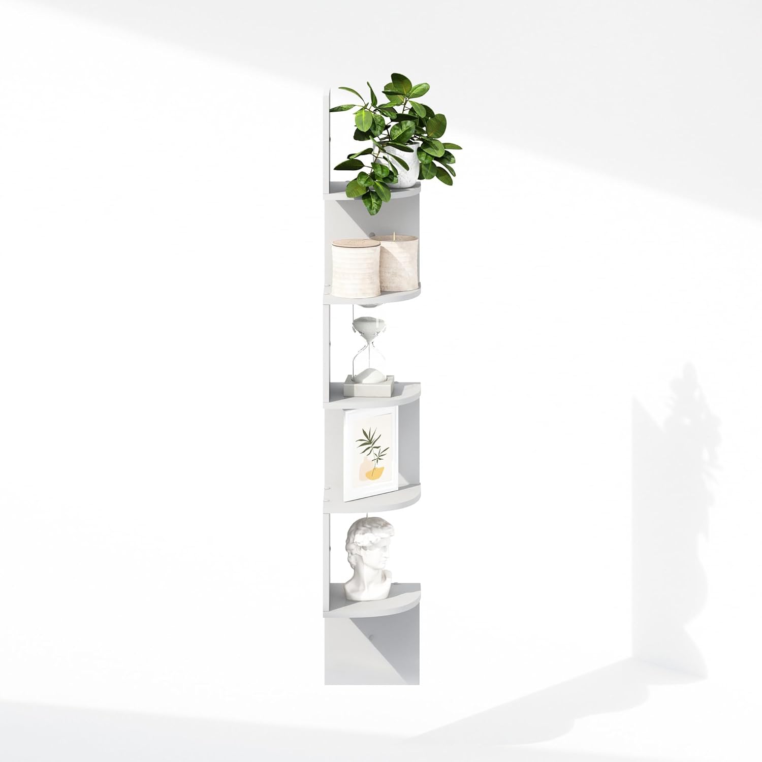 Furinno 5-Tier Floating Corner Shelf White