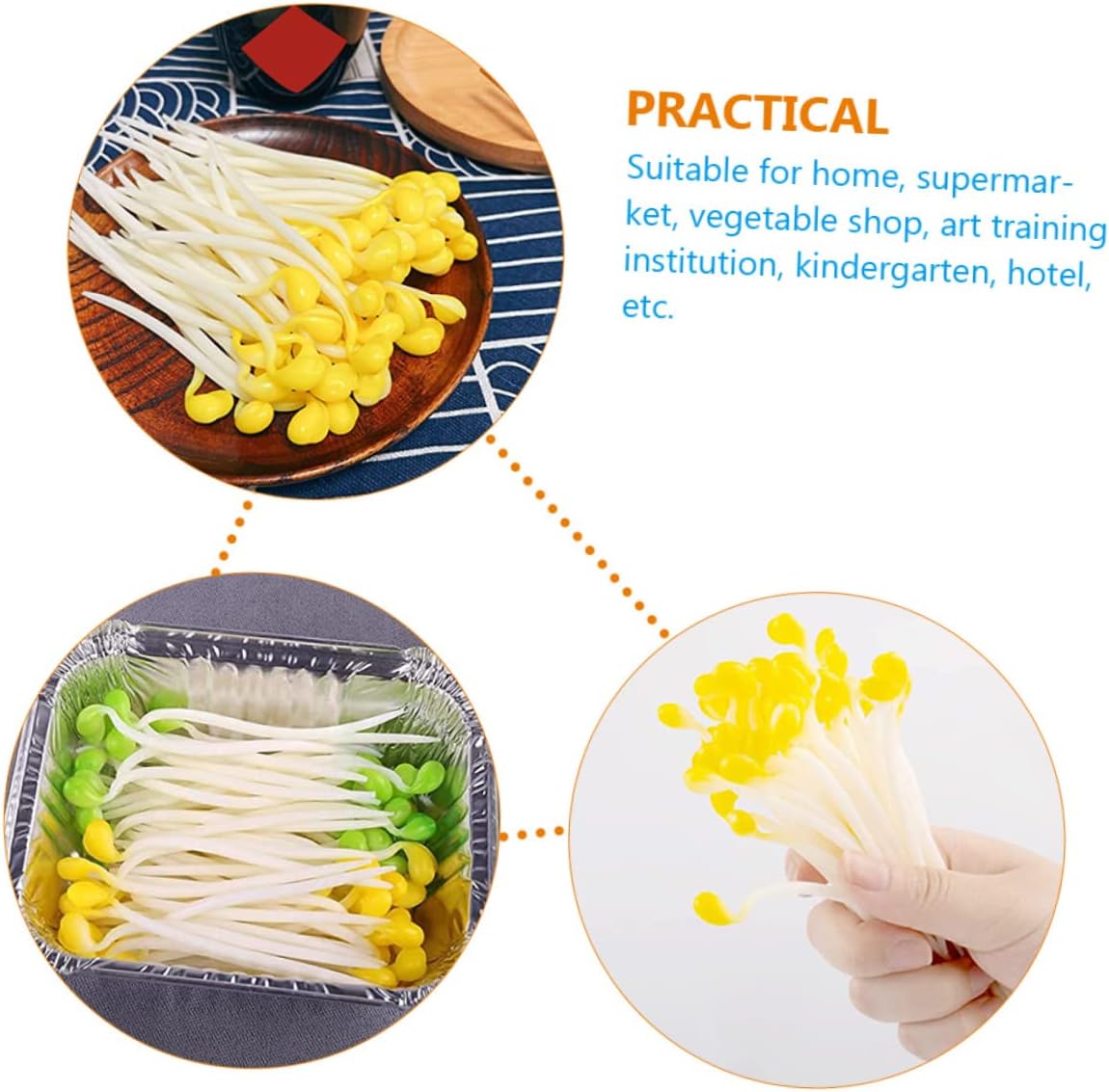 50Pcs Realistic Artificial Bean Sprouts Decor for Kitchen and Garden