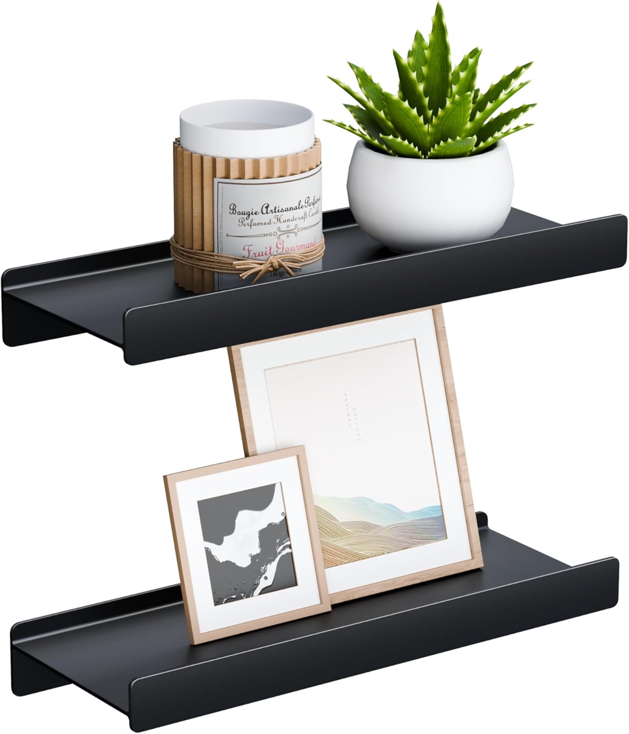 Dancrul Floating Shelves Wall Mount 2 Pack Black 12 Inch