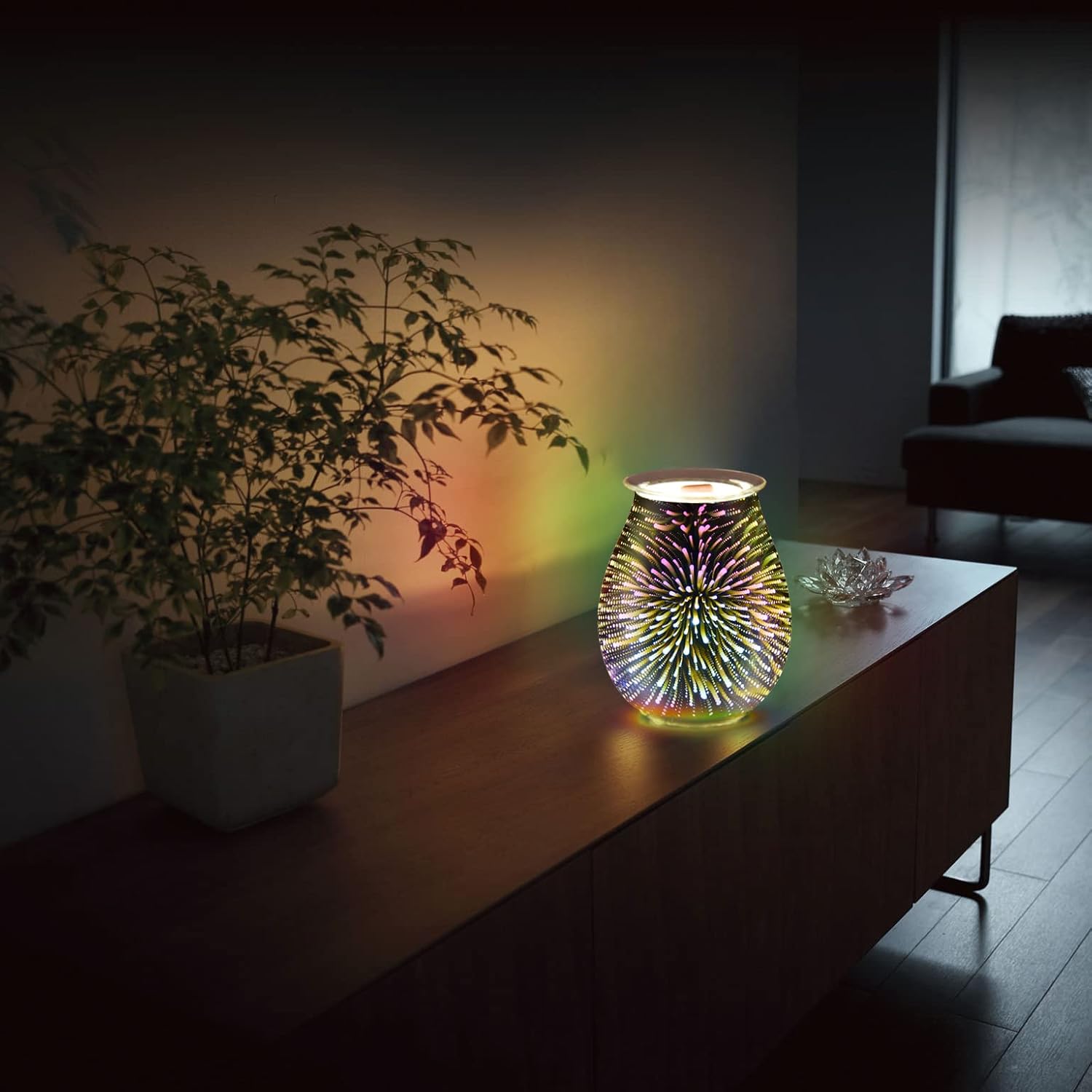 Makimoo 3D Firework Design Oil Lamp with Night Light