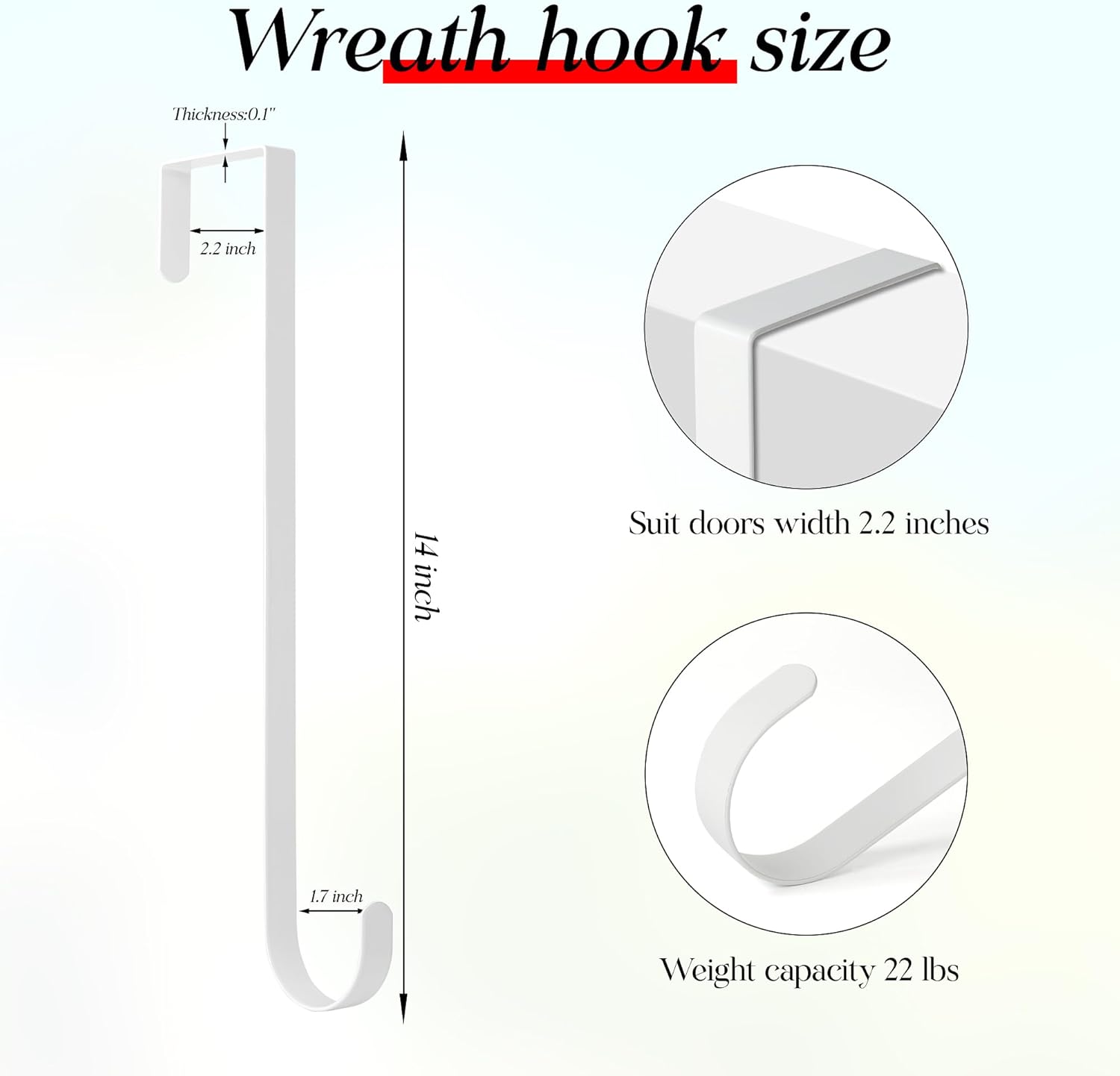 MCFULL 14 Inch Wreath Hangers for Front Door 2 Packs
