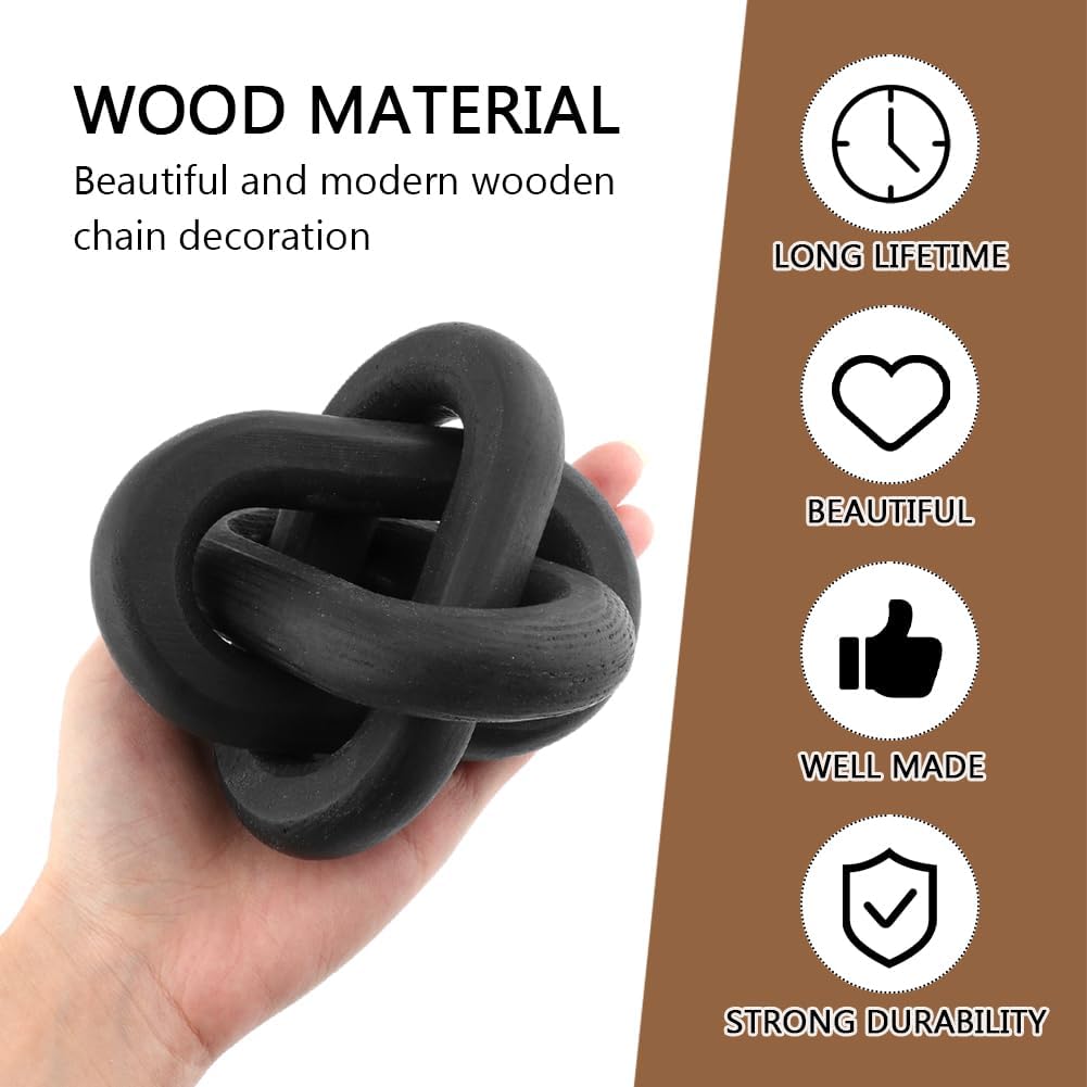 Quixleen Wood Knot Chain Link Decor Black