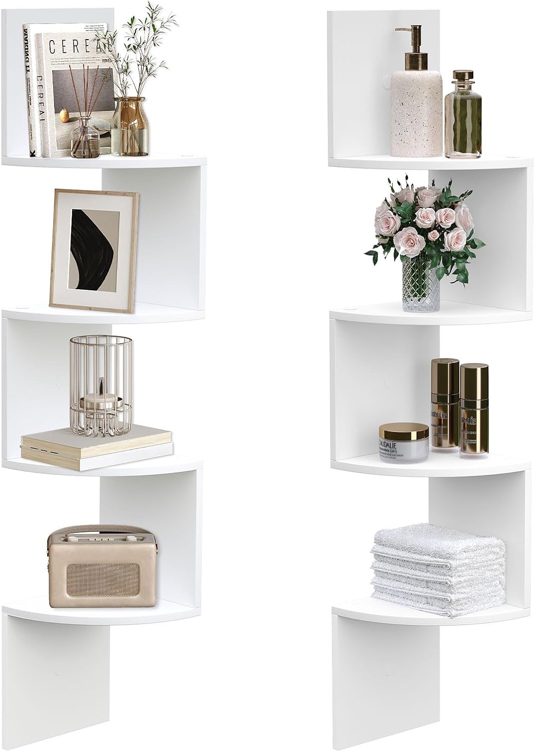 HOOBRO 4-Tier Floating Corner Shelves Set of 2