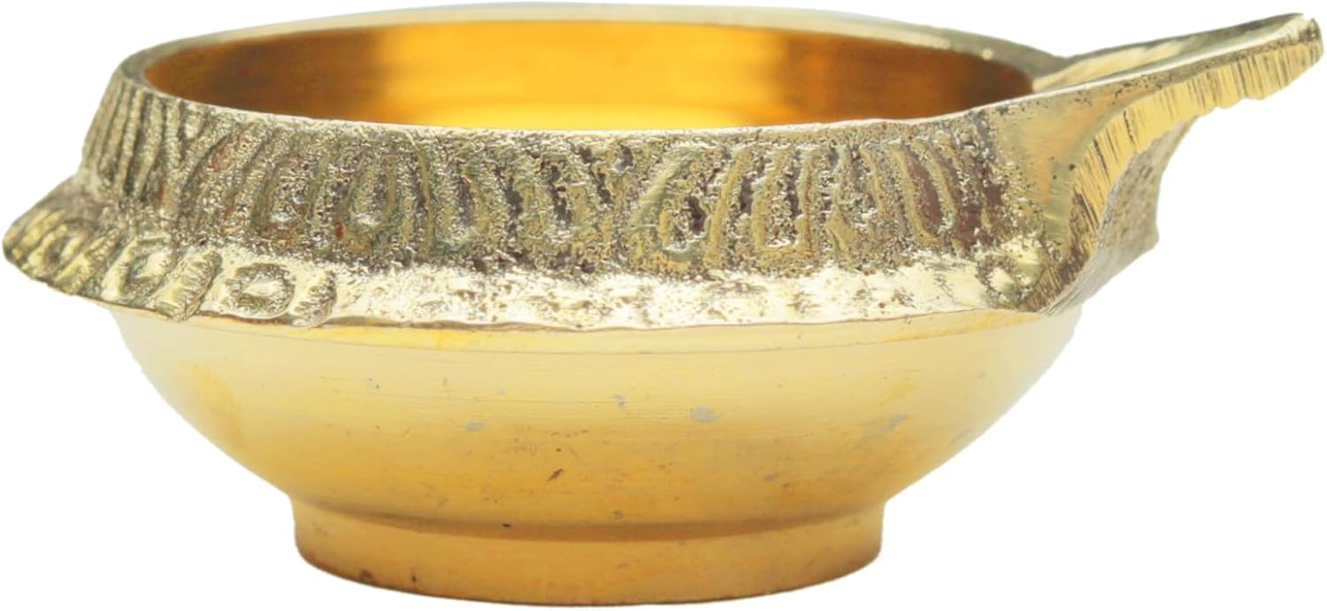 Set of 4 Brass Diya Oil Lamps for Pooja Holi Festival Decor