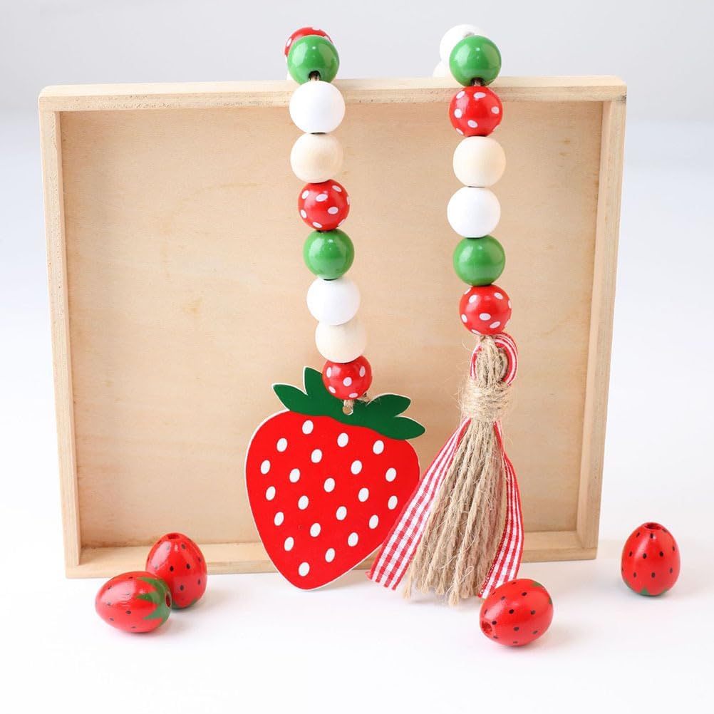 Jojofuny 2pcs Strawberry Beaded Garland Tassels Wall Hanging Decor