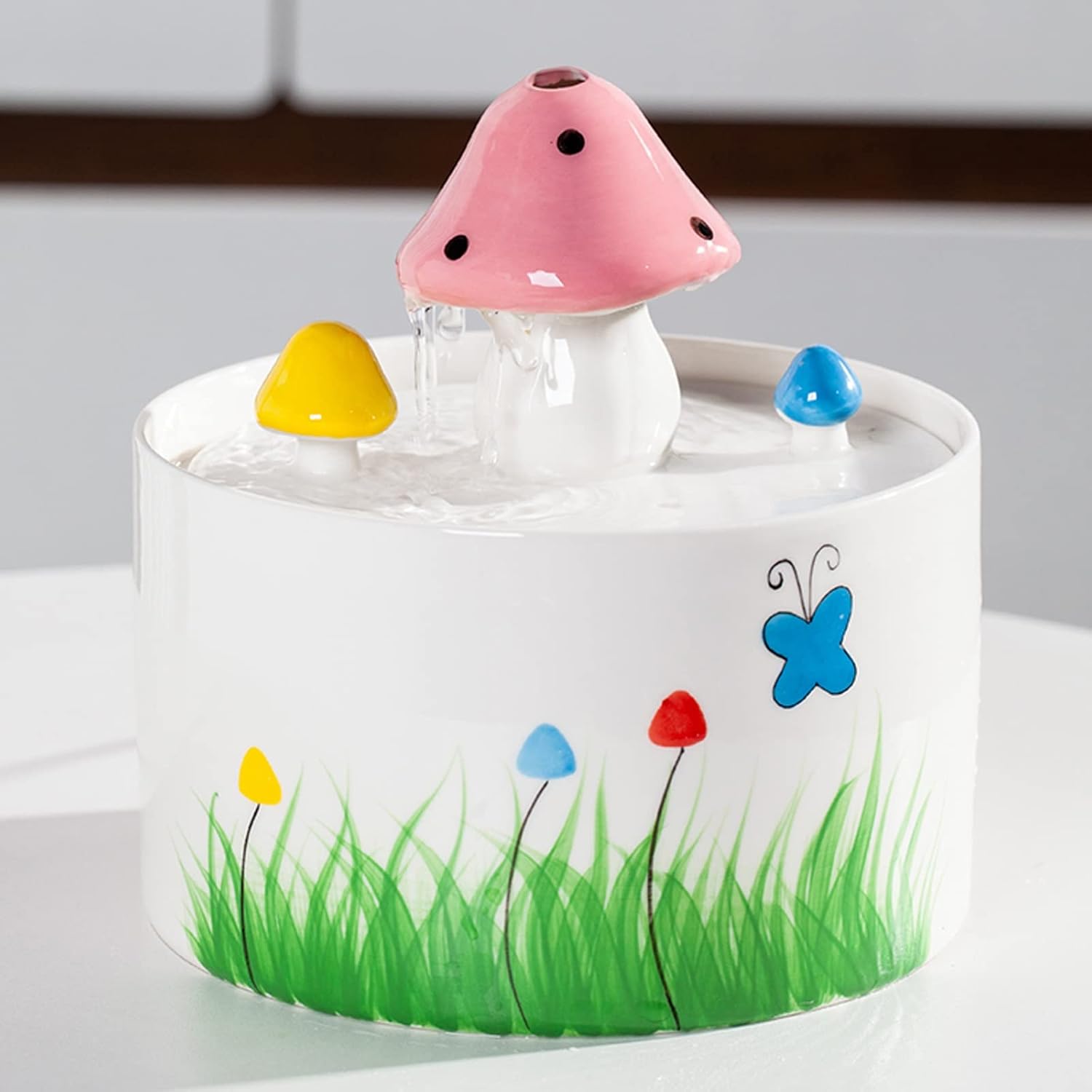Cute Mini Ceramic Tabletop Water Fountain for Home Office Decor