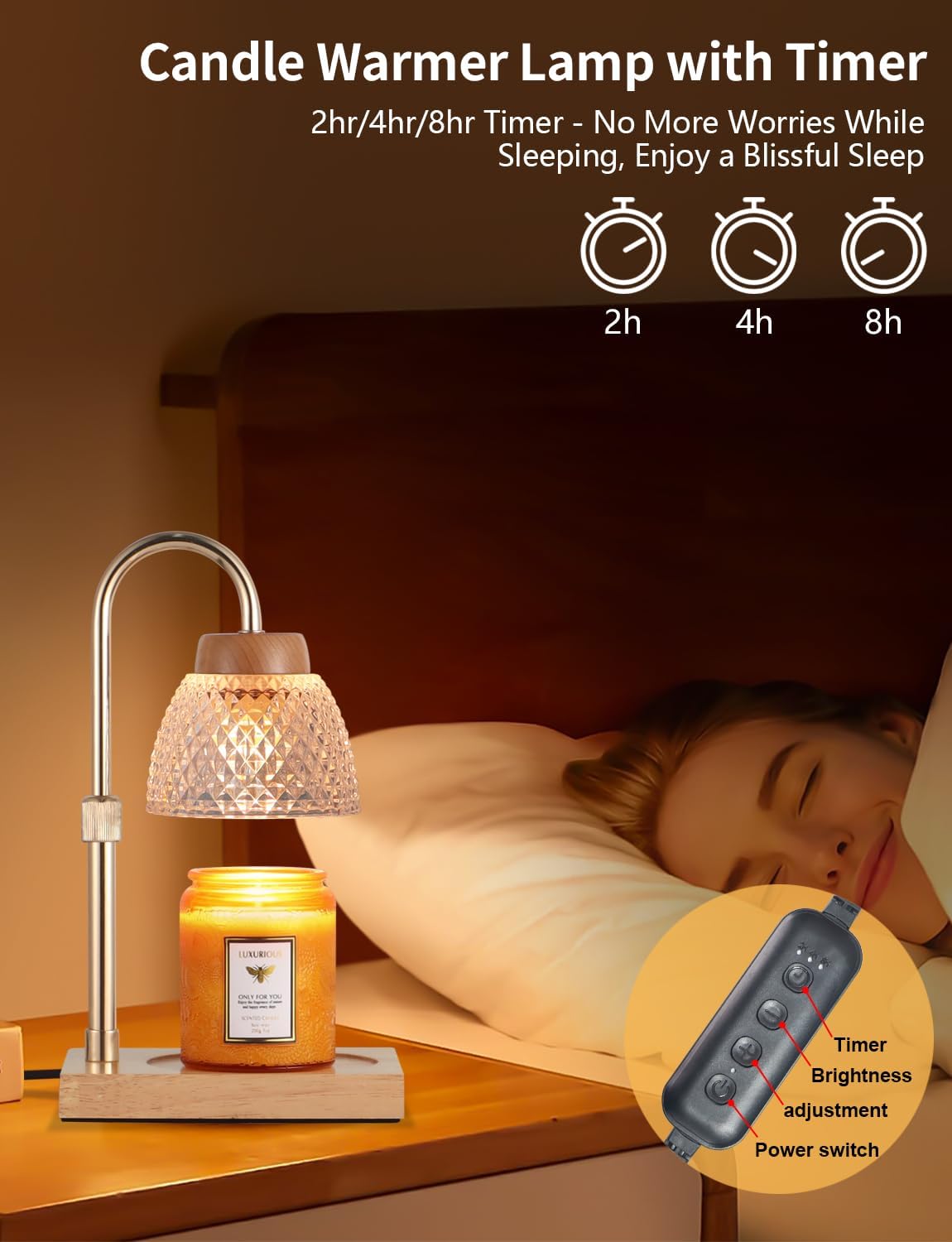 Dimmable Candle Warmer Lamp with Timer and 2 Bulbs