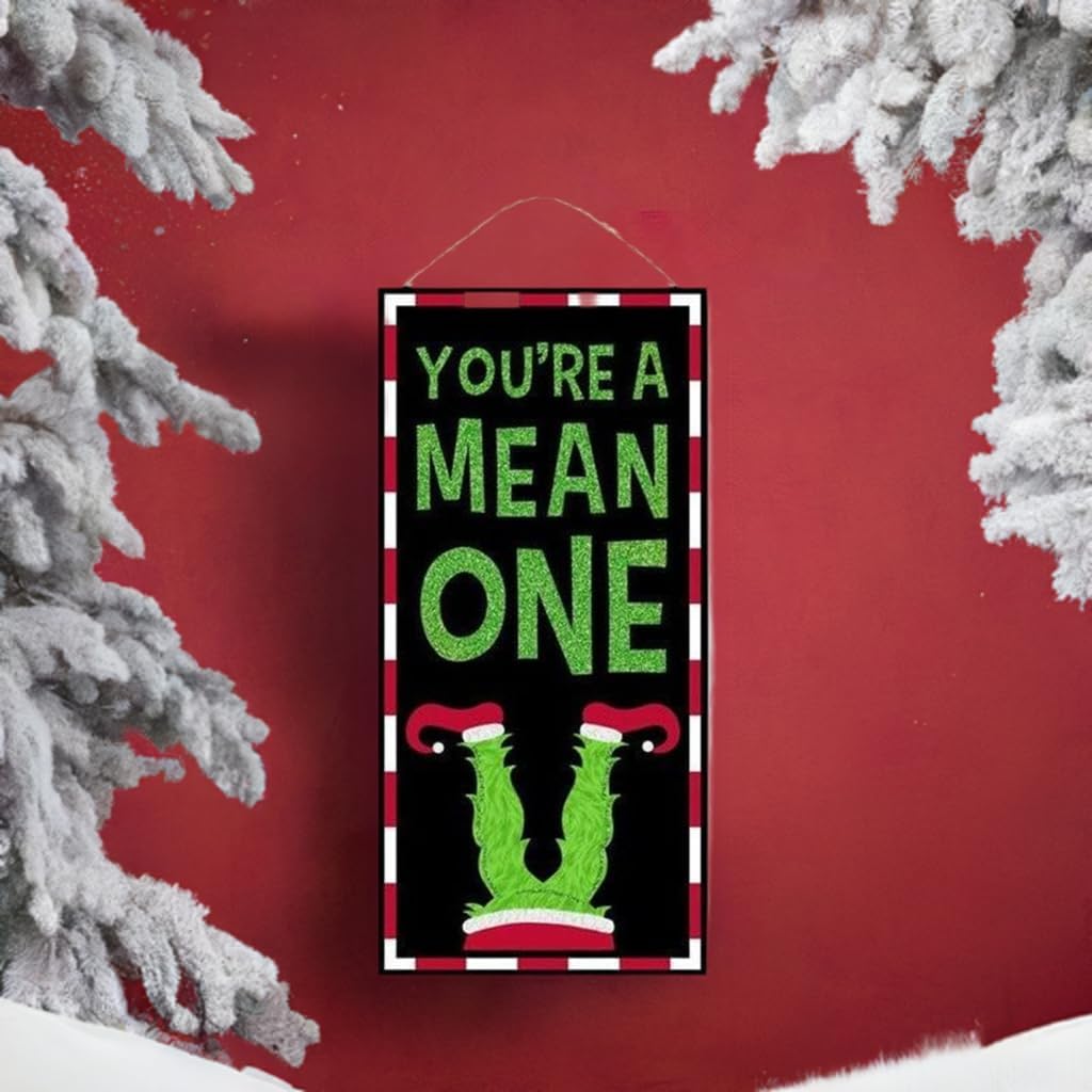 12 Inch Youre A Mean One Wooden Christmas Monster Wall Door Hanger