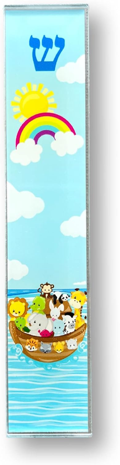 Childrens Mezuzah Scroll Case with Rainbow Design