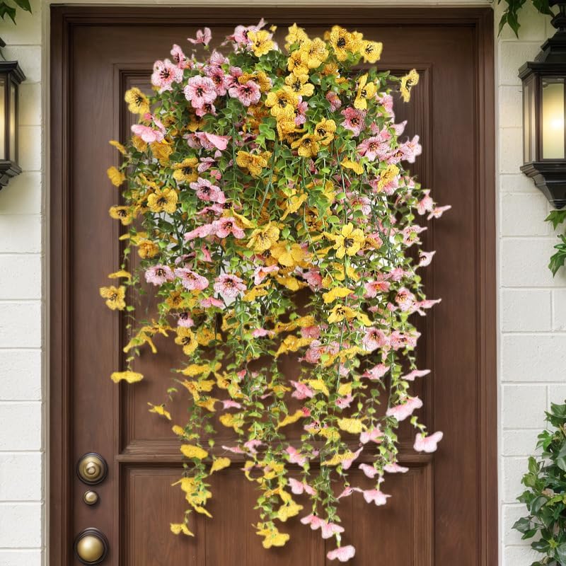 4 PCS Artificial Hanging Flowers for Outdoor Decor