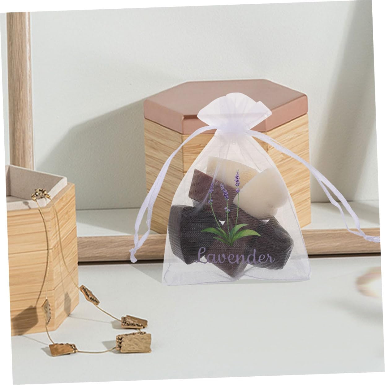 Happyyami Lavender Scented 20pcs Drawstring Sachets Bags for Fragrance Storage
