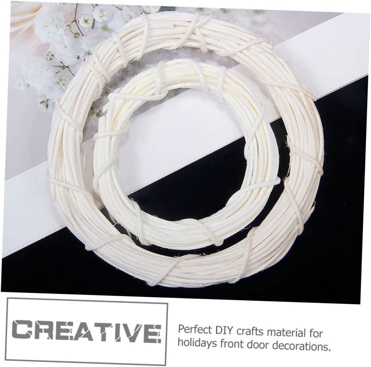 6pcs Rattan Door Hanging DIY Wreath Hanger Jute Twine Front Door Wall Decor