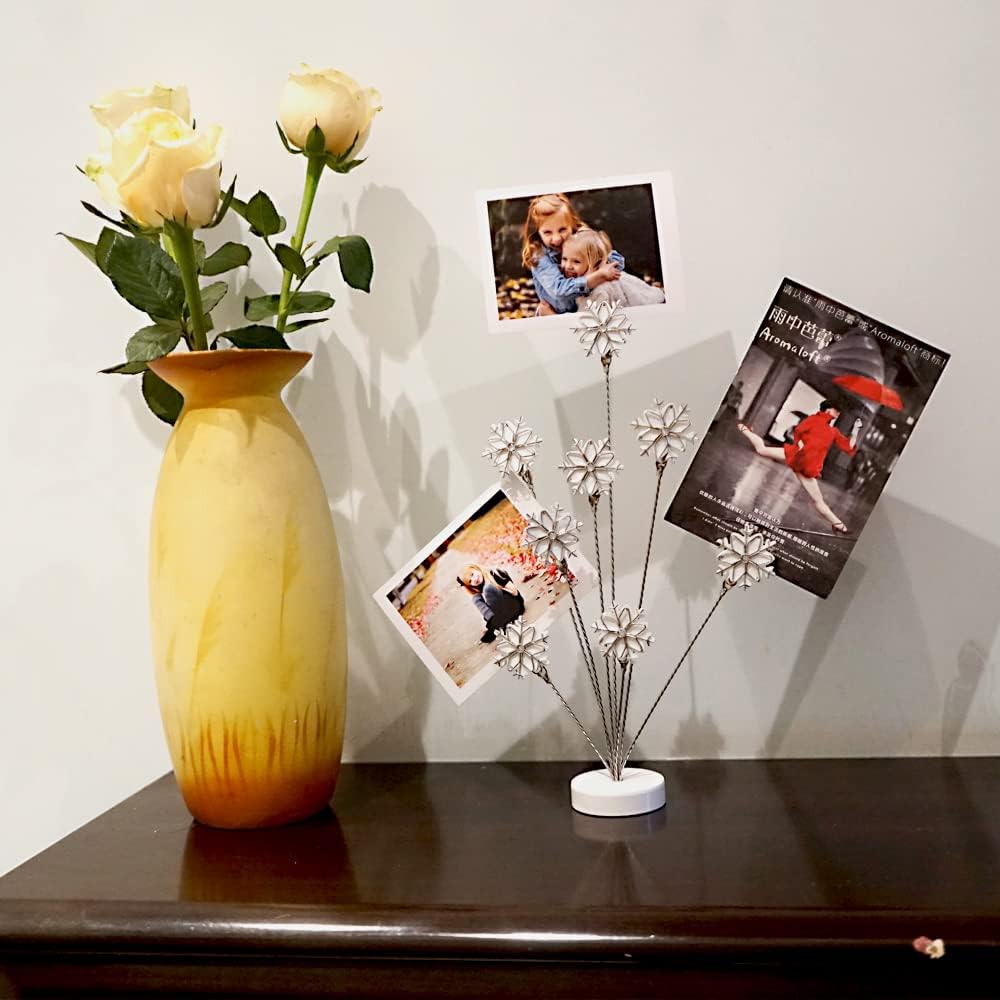 8-Branch Family Tree Photo Frame Holder with Snowflake Design