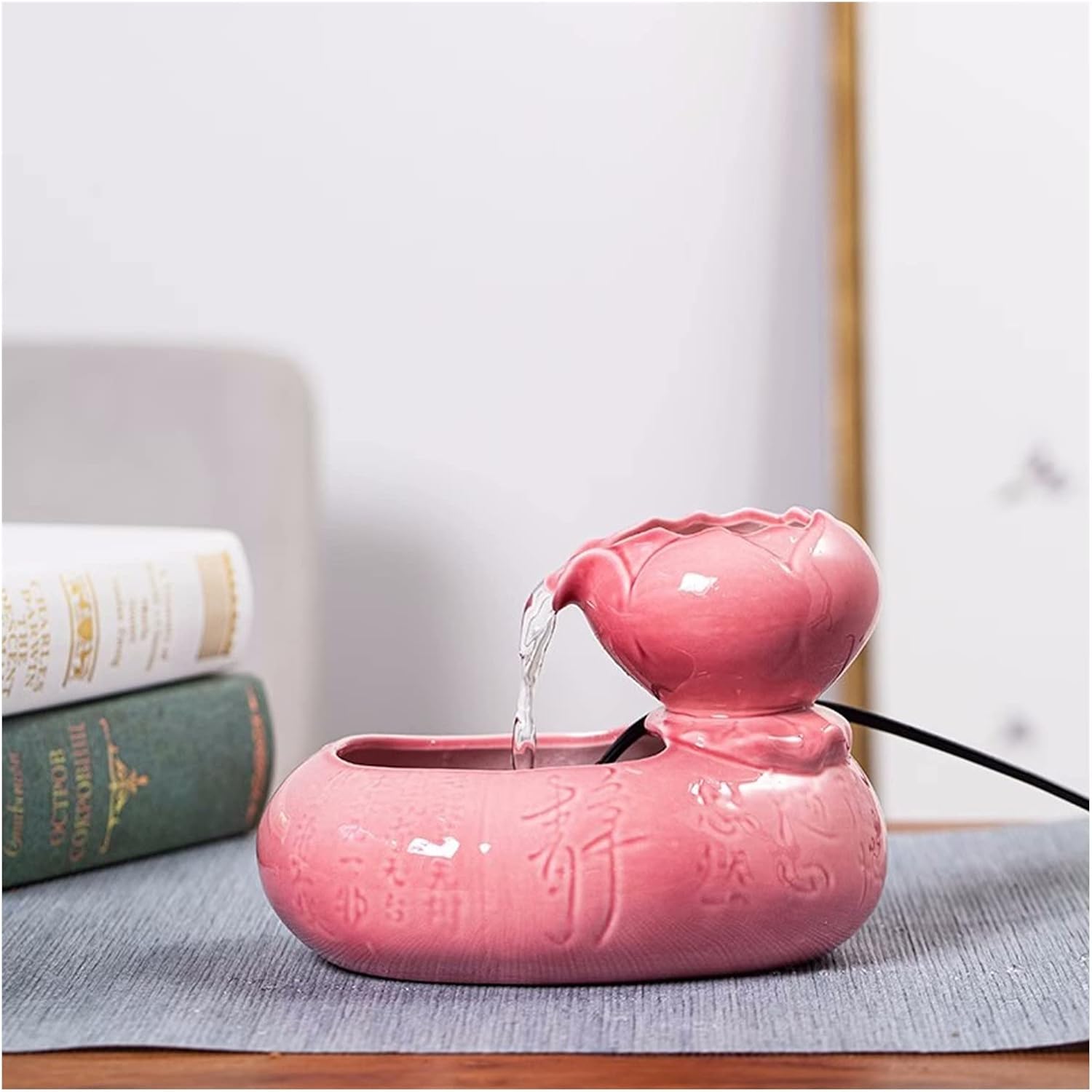 HASMI Mini Ceramic Tabletop Water Fountain Gray