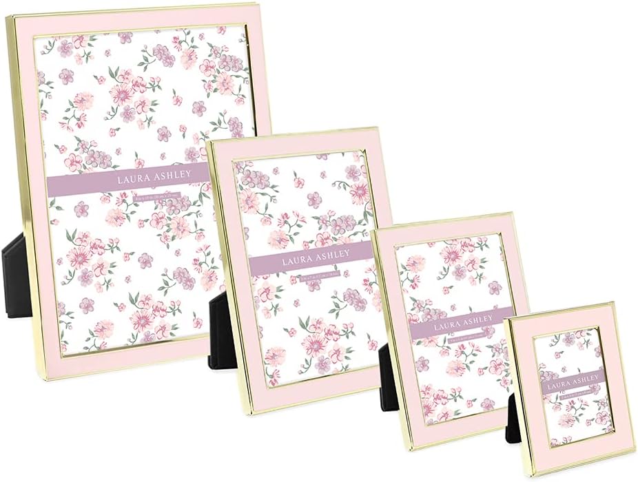 Laura Ashley 4x6 White Enamel Picture Frame with Silver Edges