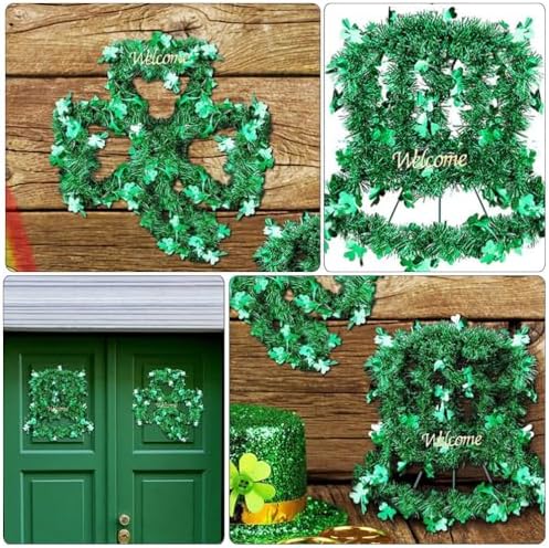 Garneck Irish Decor Flower Wreath 2pcs Shamrock Frame