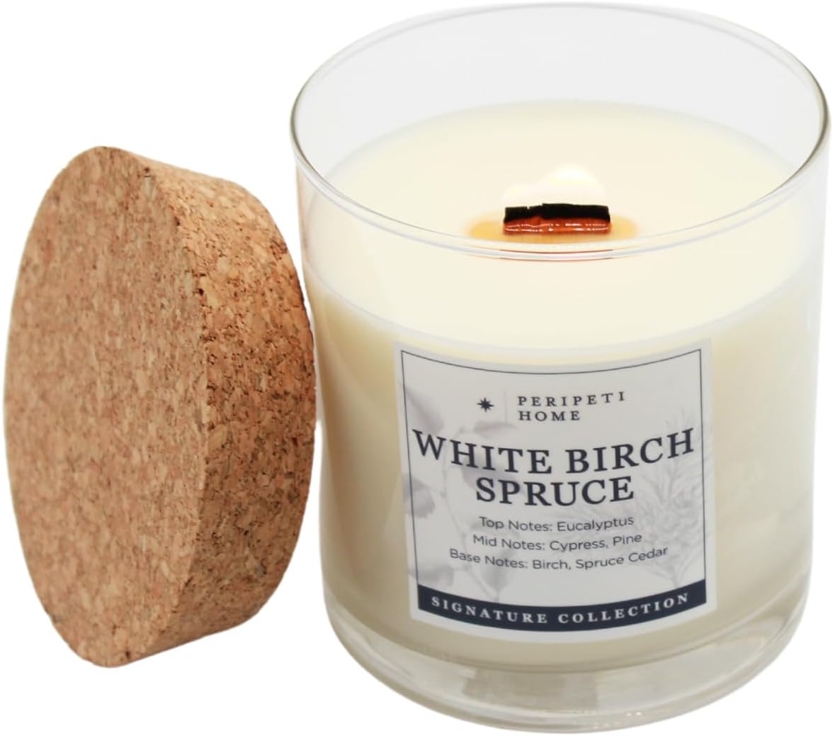 PERIPETI Home White Birch Spruce Scented Candle