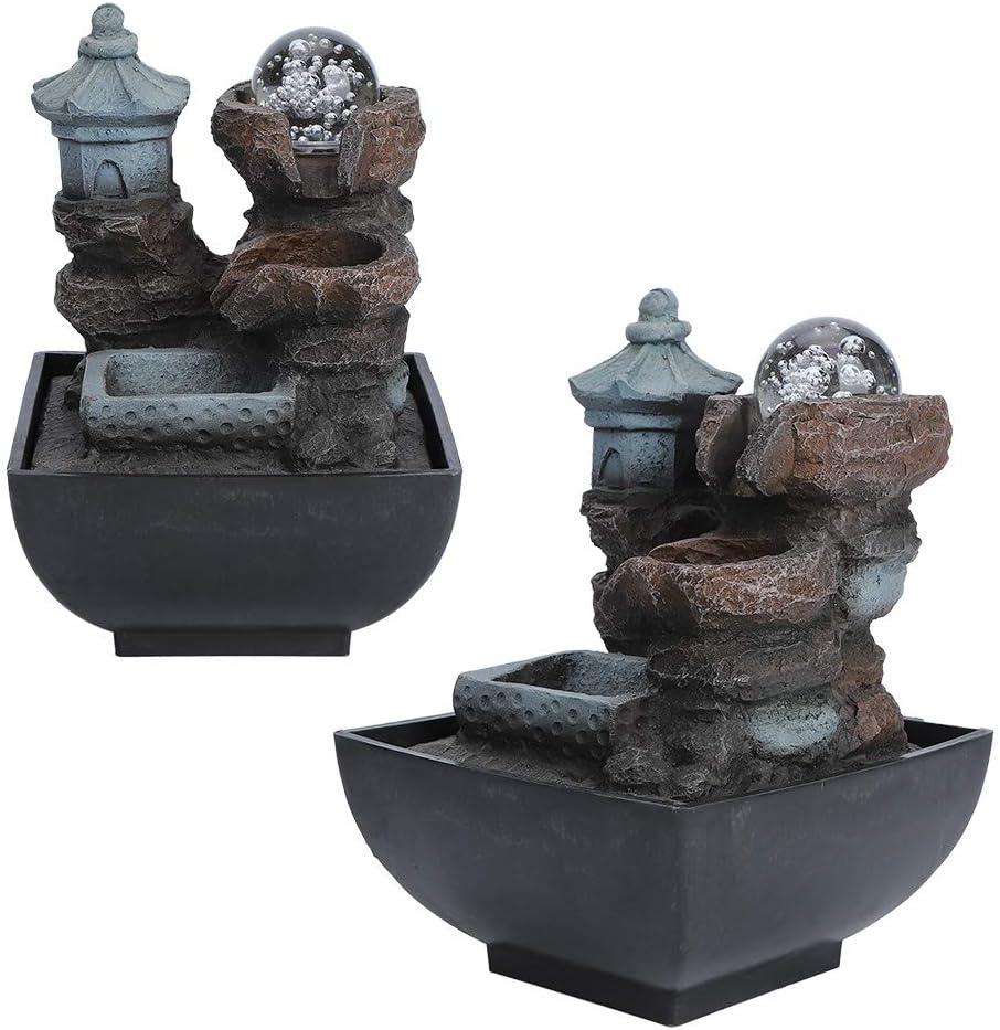 Zerodis Water Fountain Indoor LED Tabletop Fountain Decoration Gift