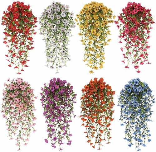 4 PCS Artificial Hanging Flowers for Outdoor Decor