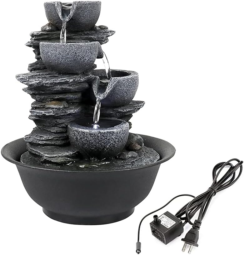 Naturefalls Indoor Tabletop Water Fountain 106 Inch 4 Tier with LED Light