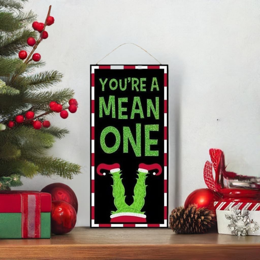 12 Inch Youre A Mean One Wooden Christmas Monster Wall Door Hanger