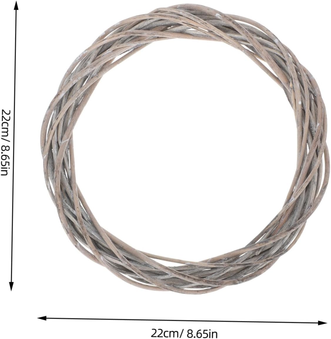 2pcs Christmas Woven Decoration for Wreaths Natural Gray Rattan Frame