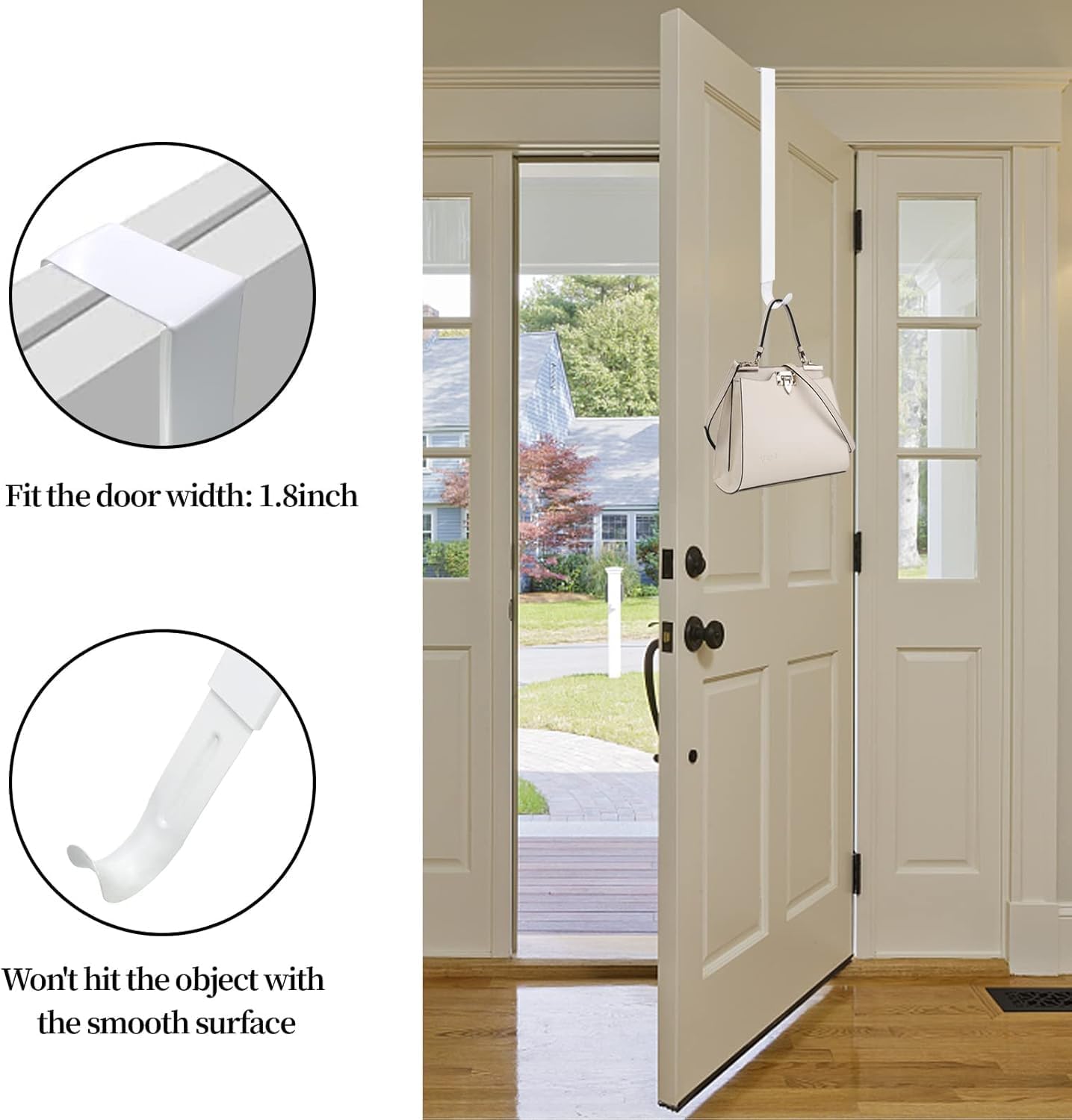 Pseutio Wreath Hanger for Front Door Adjustable 15-25 Inches 20 lbs Capacity White