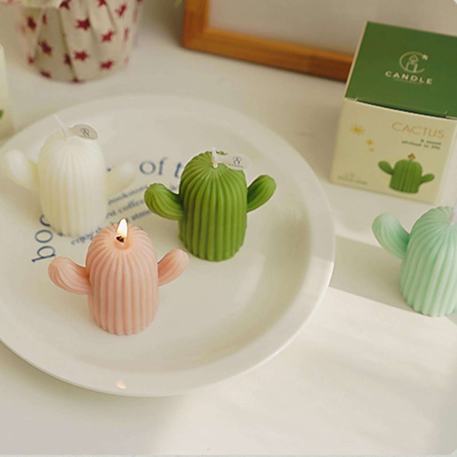 Cactus Shaped Candles with 4 Scents and Colors