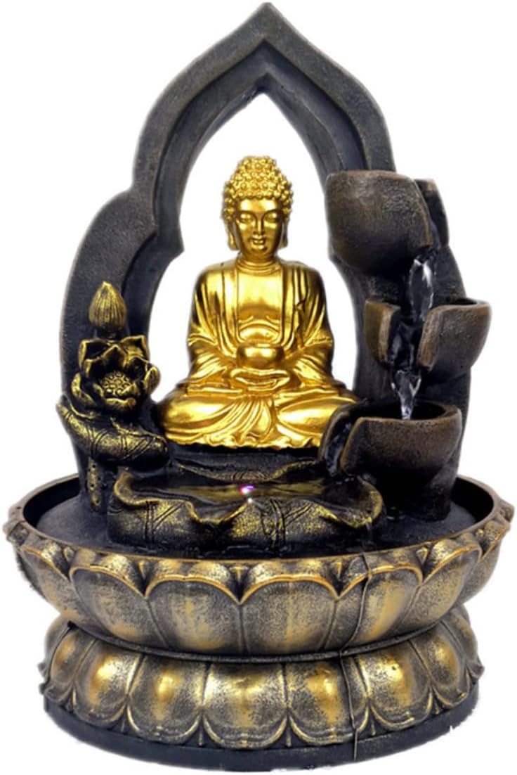Buddha Statue Resin Tabletop Water Fountain Decor