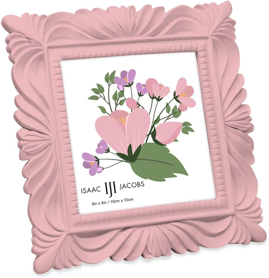 Isaac Jacobs 4x4 Pink Wave Textured Resin Frame with Easel and Hook