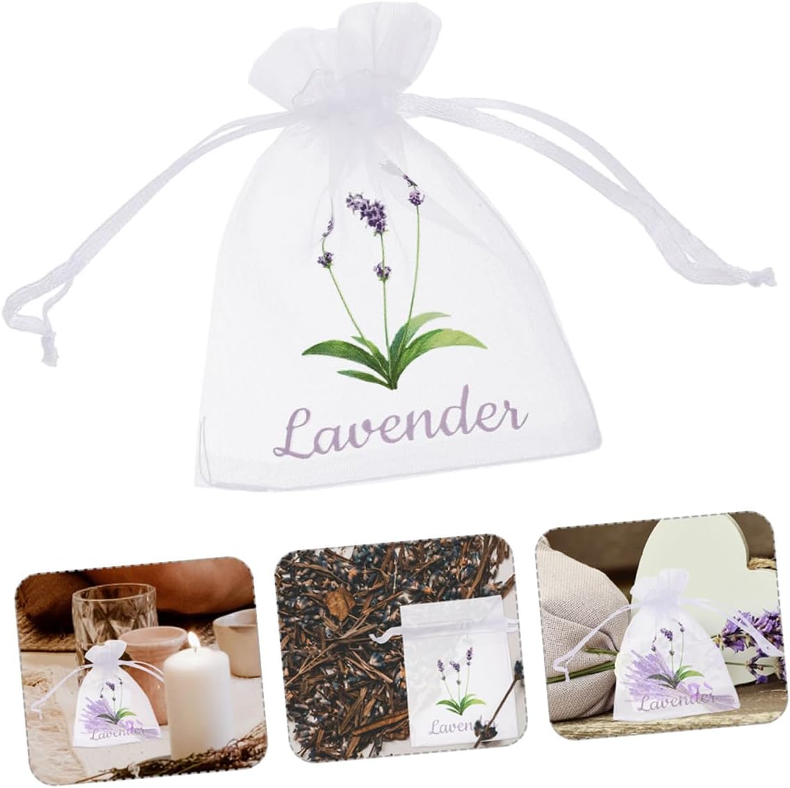 Garneck Lavender Storage Bags 50pcs Drawstring Pouches for Fragrance Tea Loose Items
