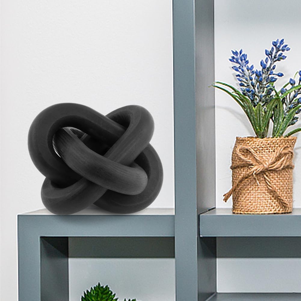 Quixleen Wood Knot Chain Link Decor Black