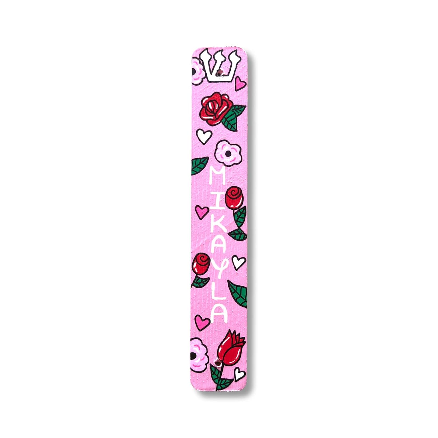 Roses and Hearts Mezuzah Scroll Case
