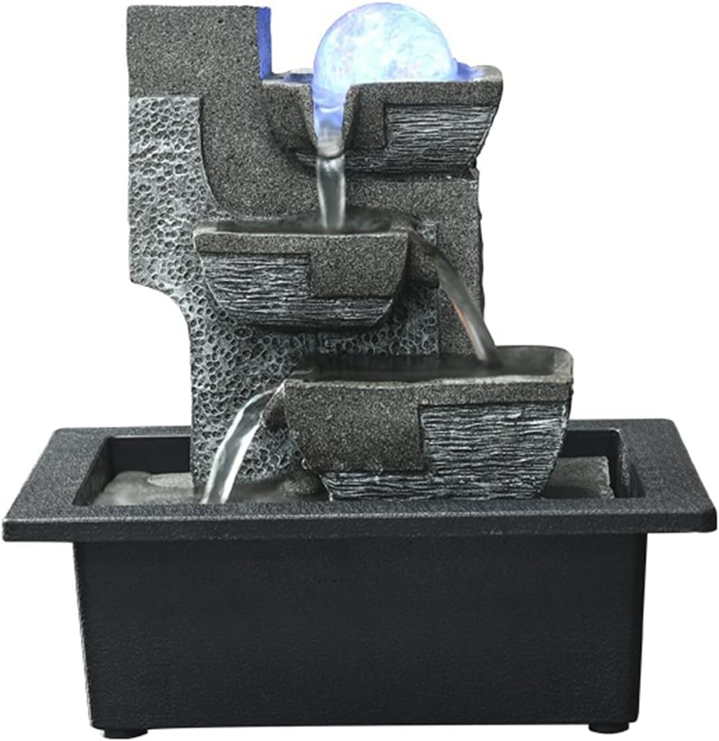 HASMI Tabletop Fountain with LED Crystal Ball for Office and Home Decor