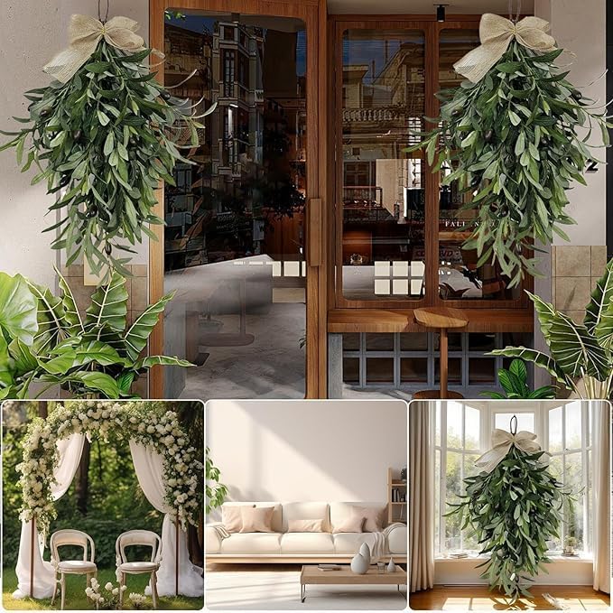 24 Inch Artificial Teardrop Olive Wreath Pendant for Front Door and Wall Decoration
