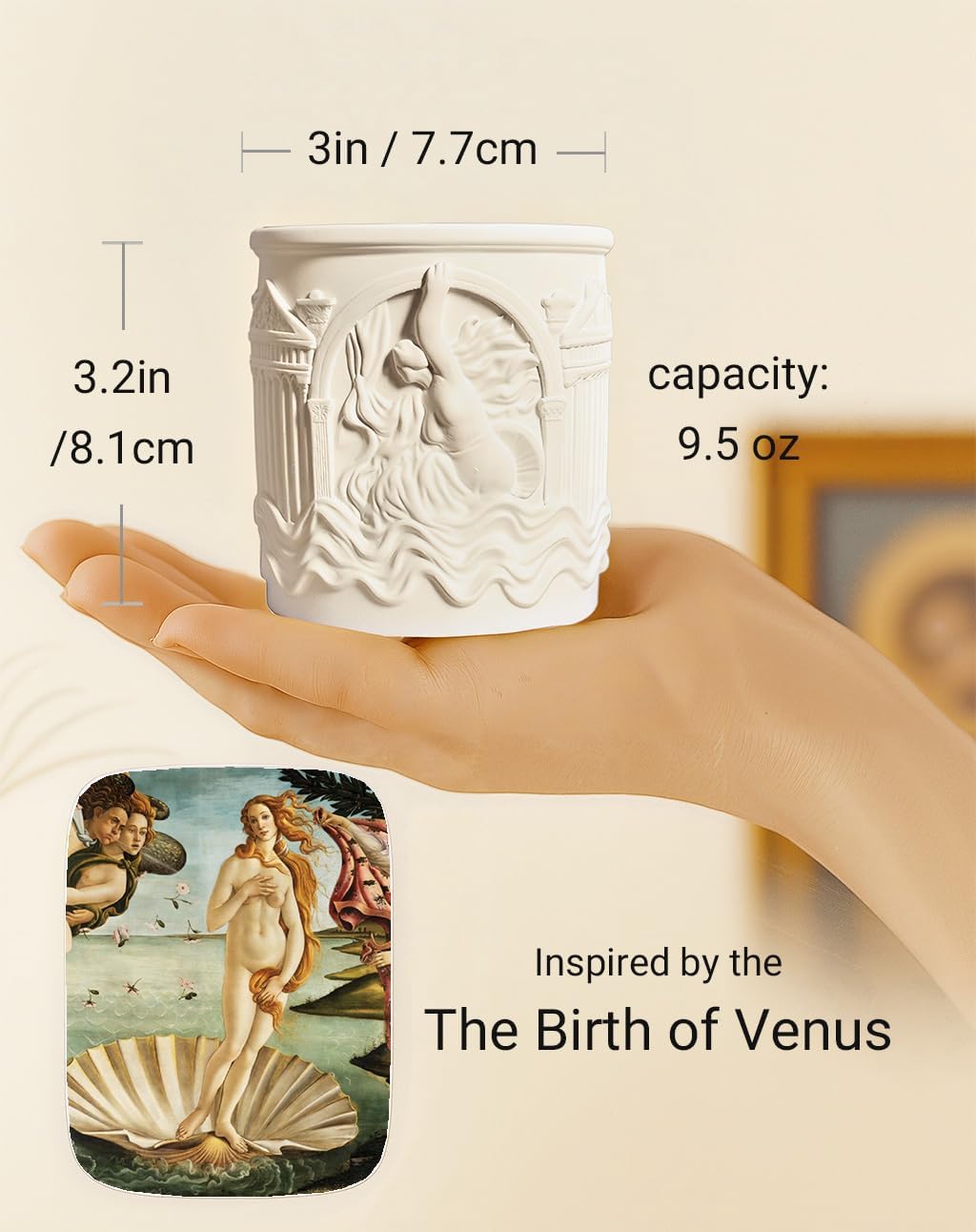 Neoclassical Sculpture Decor Jar for Desk Makeup and Candle Use