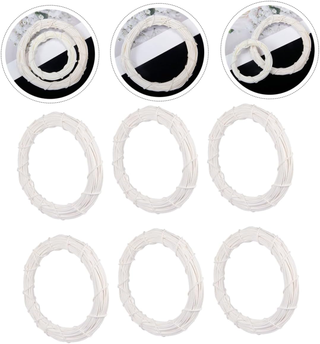 6pcs Rattan Door Hanging DIY Wreath Hanger Jute Twine Front Door Wall Decor