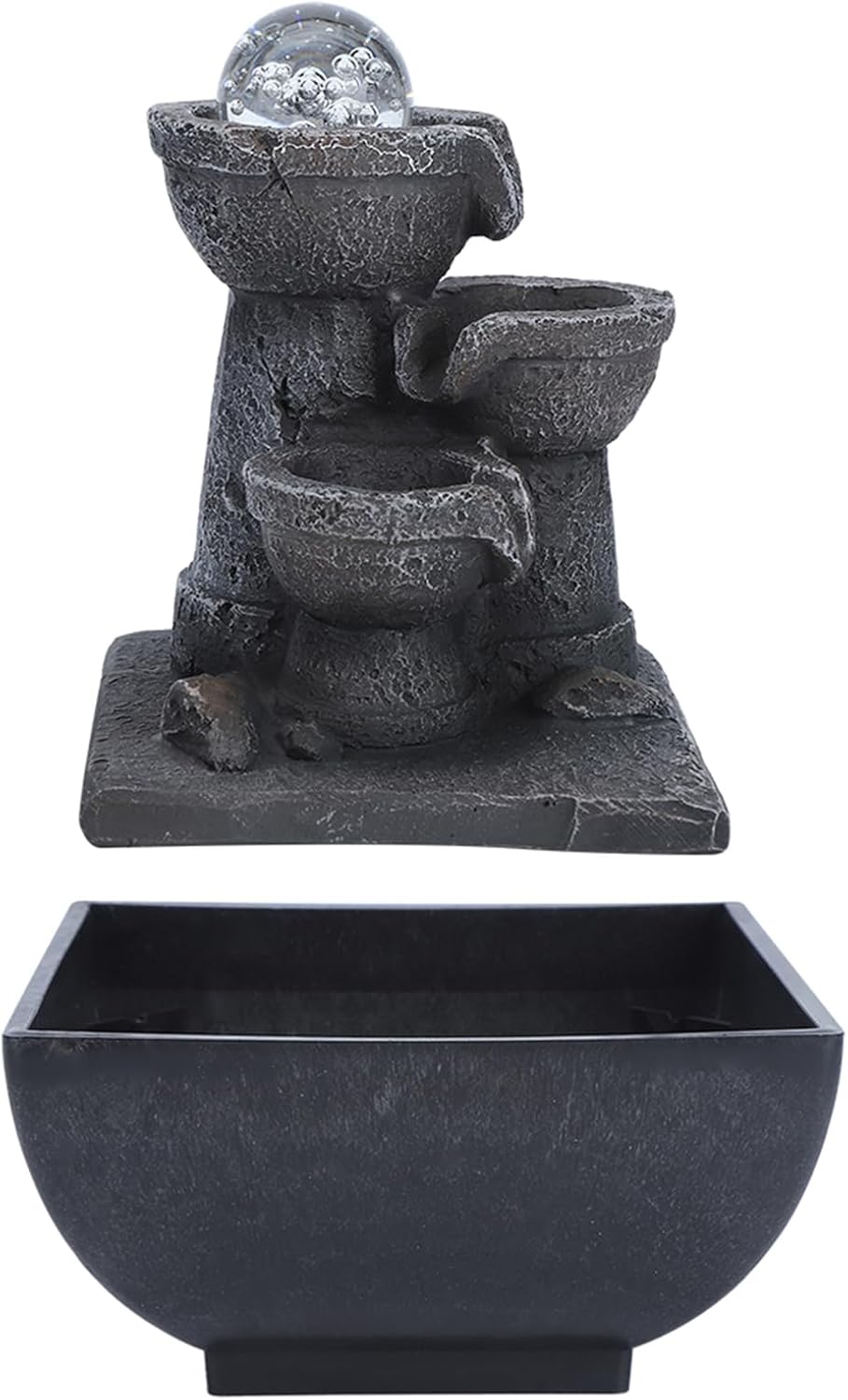 LED Tabletop Fountain with Waterfall and Ball for Home Office Decor