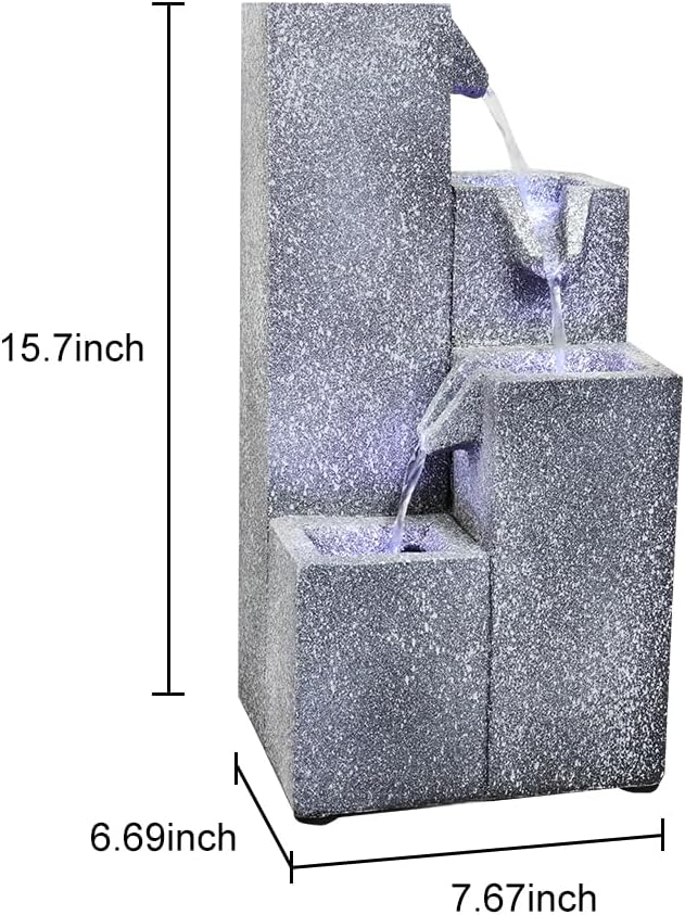 157 inch H Tabletop Fountain with LED Lights