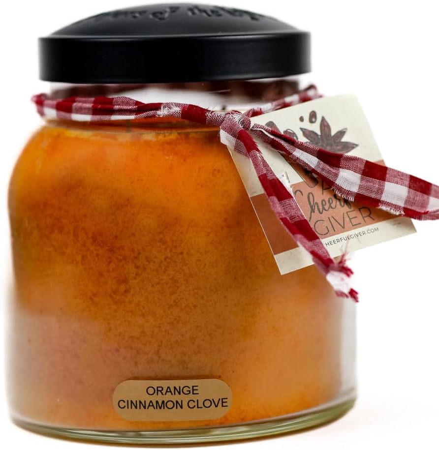 A Cheerful Giver Orange Cinnamon Clove 34oz Candle Jar with Lid