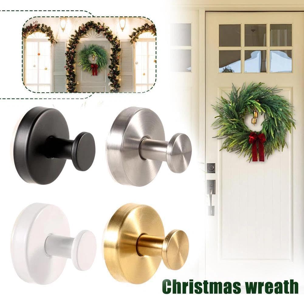 2 Pack Stainless Steel Wreath Hanger - Front Door Garland Hanger with Suction Cup