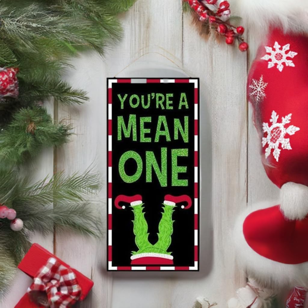 12 Inch Youre A Mean One Wooden Christmas Monster Wall Door Hanger