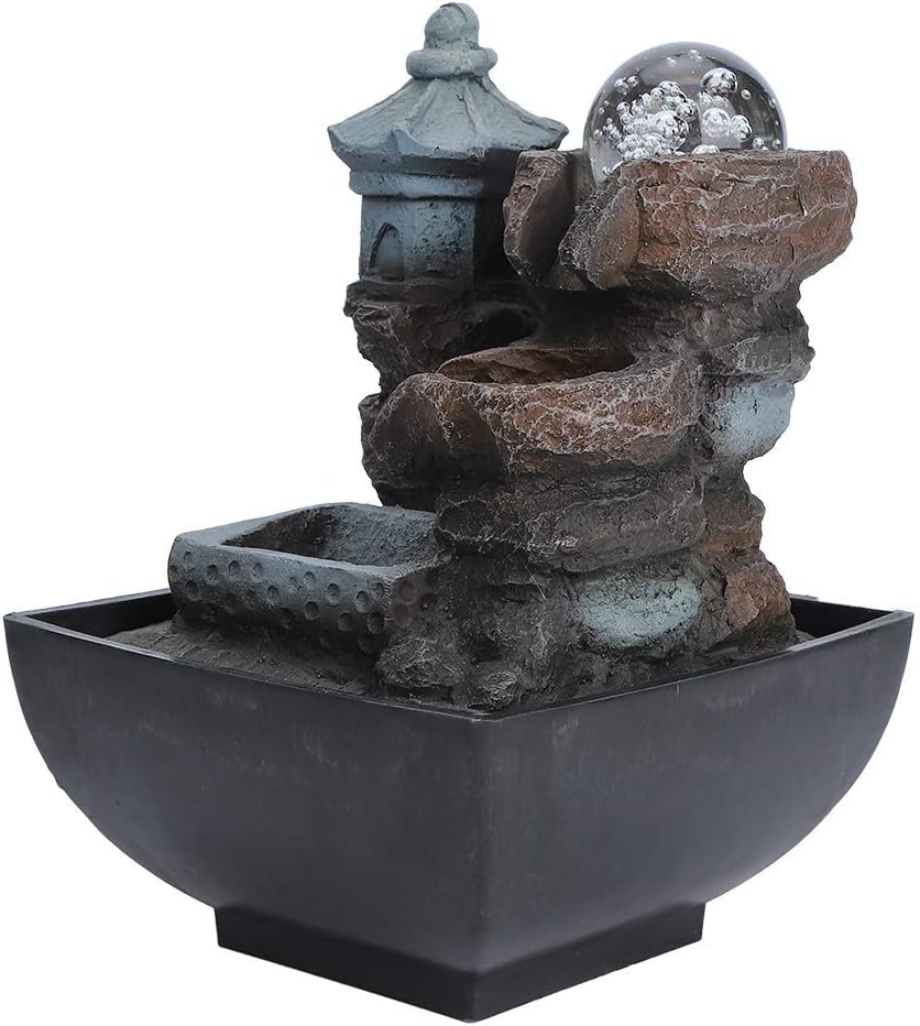 Zerodis Water Fountain Indoor LED Tabletop Fountain Decoration Gift
