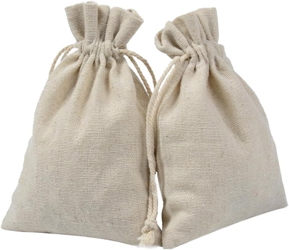 SHOWERORO 4pcs Cotton Drawstring Sachet Bags for Tea and Fragrance