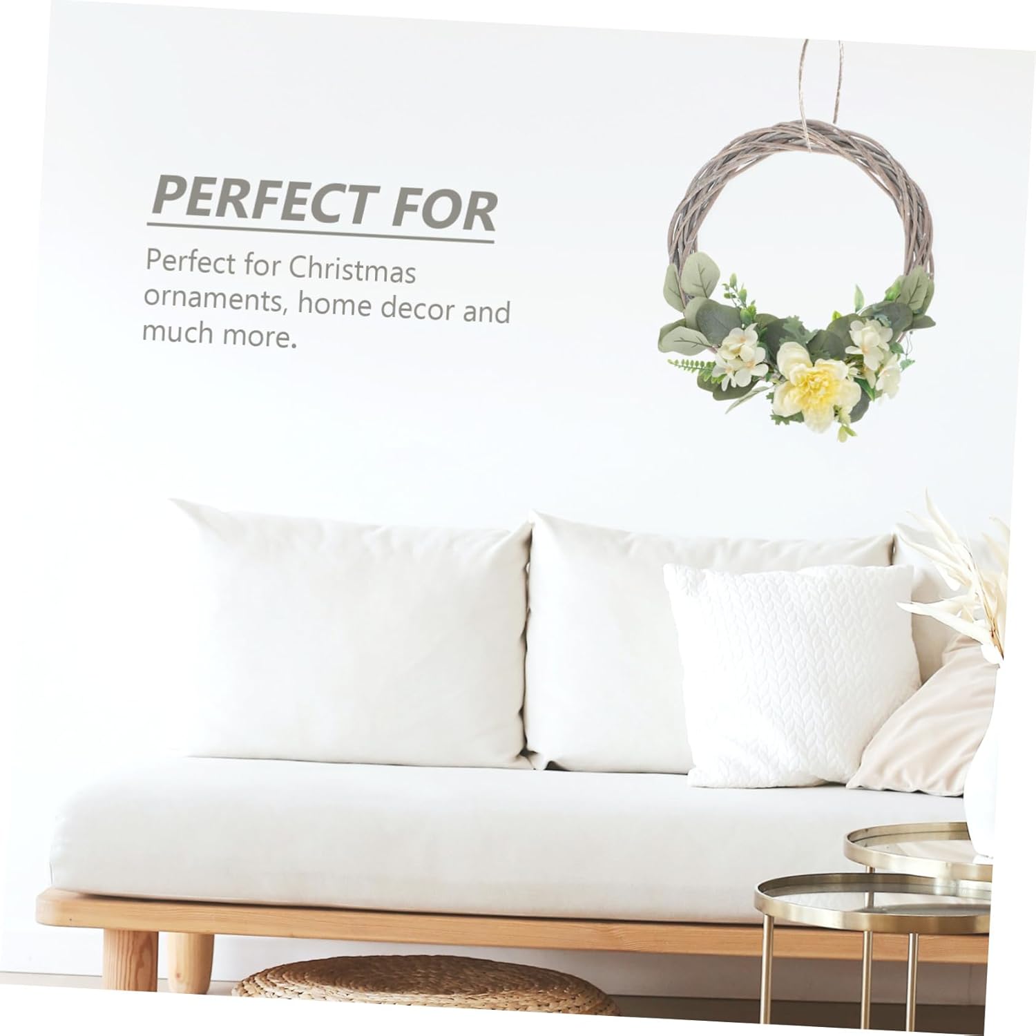 2pcs Rattan Garland DIY Wreath Door Hanger Christmas Decor Prop